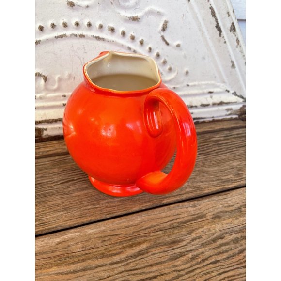 Vintage MCM 1960s Ceramic Orange Ball Pitcher With 5 Glasses set - Picture 11 of 15